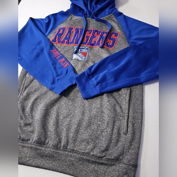 New York Rangers Hoodie Blue Gray NHL Pullover Hooded Sweatshirt Men's Sz Small - Picture 3 of 12